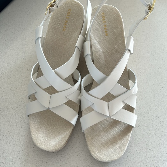 Cole Haan white wedge sandals size 11 - Picture 6 of 8